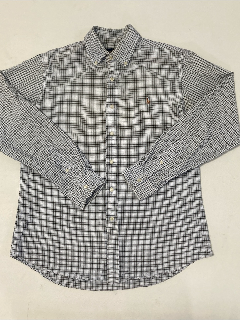 Polo Ralph Lauren Custom Fit Tattersall Check Shirt Size M Navy/Blue pony